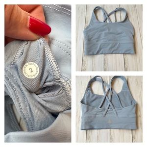 Lululemon Energy Bra - lt blue/blue linen? - size 2 - EUC